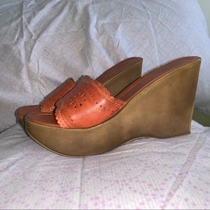 Divietto Orange Leather Clogs, size 8